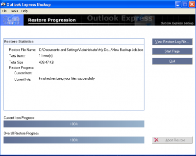 Restore Progress
