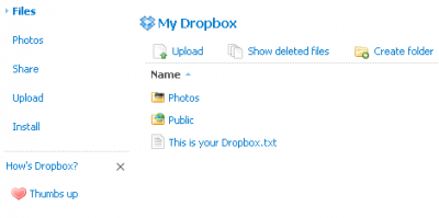My Dropbox on the web