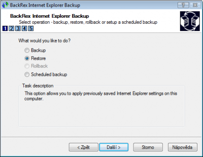 Internet Explorer backup and BackRex