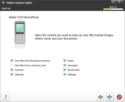 Nokia PC Suite and backup features of Nokia 5310 XpressMusic