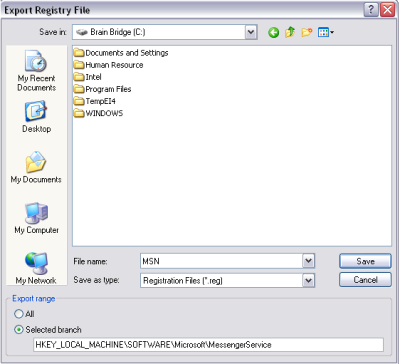 Export Registry File