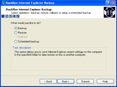 BackRex Internet Explorer Backup