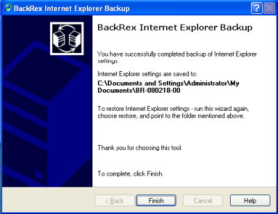 BackRex Internet Explorer Backup