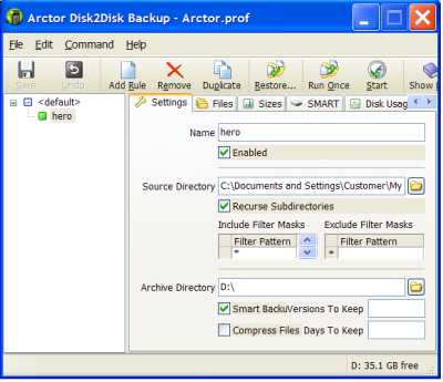 Arctor Disk2Disk Backup