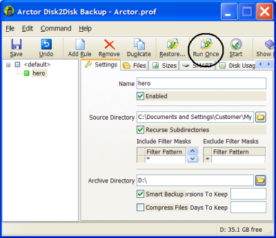 Arctor Disk2Disk Backup