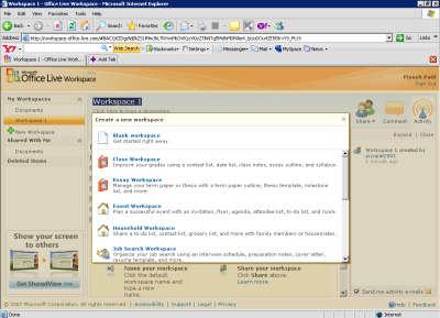 Microsoft Office Live Workspace