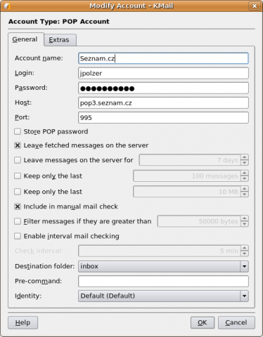 KMail account settings