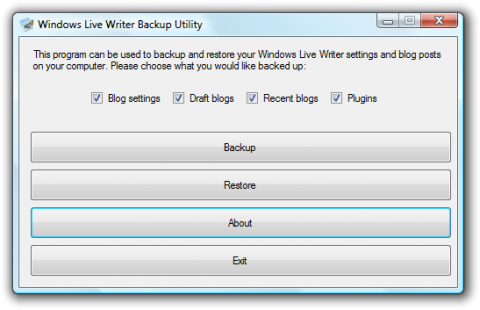 Windows Live Writer Backup Utility