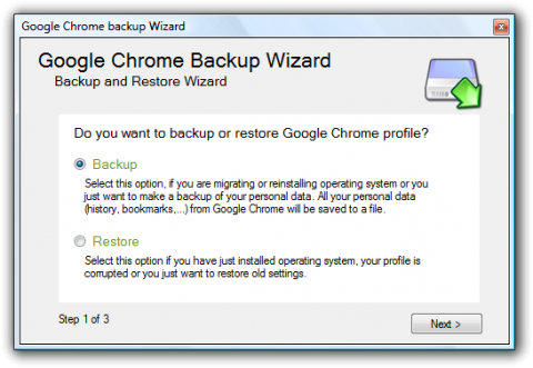 Google Chrome Backup