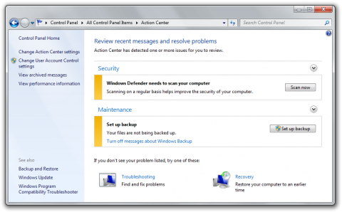 Action Center in Windows 7