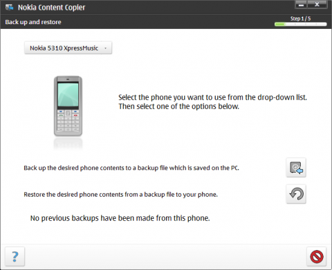 Nokia PC Suite backup wizard