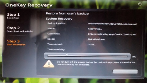 OneKey Backup and Recovery on Lenovo IdeaPad Y550