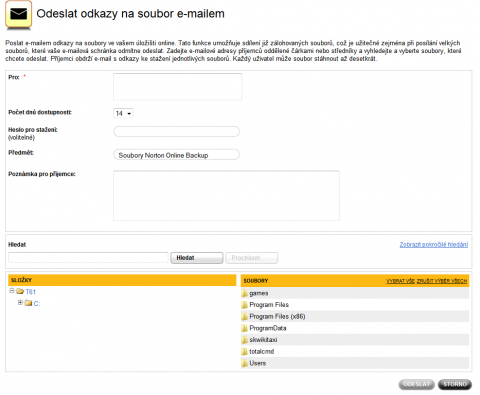 Norton Online Backup web access