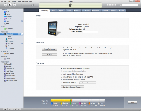 Apple iPad backup and iTunes