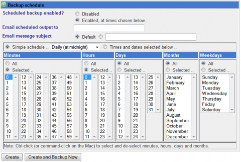 3. Setting up a website backup in Webmin