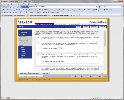 Netgear ReadyNAS Ultra RNDU4220 web control